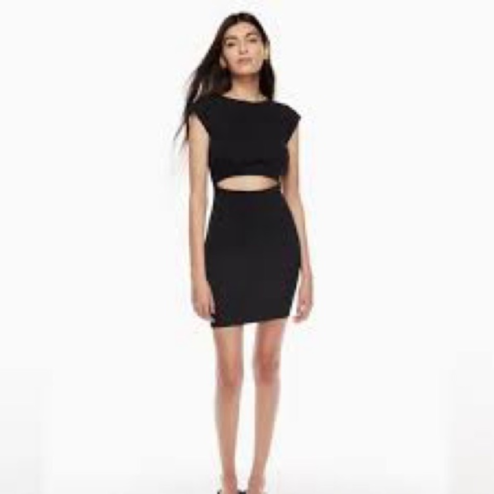 Aritizia Wilfred Black Cut Out Knit Mini Dress Size XS